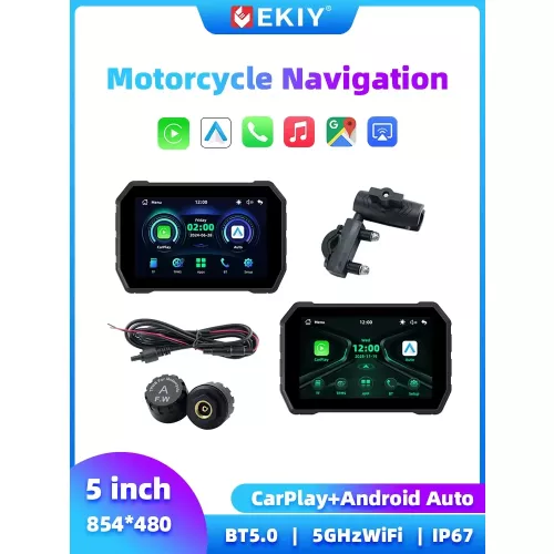 EKIY 5 pouces moto Carplay sans fil Carplay Android Auto moto Navigation GPS affichage moniteur moto GPS écran