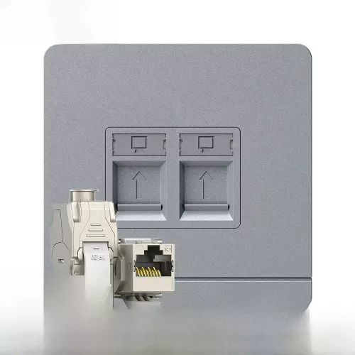 AMPCOM-Plaque frontale murale avec prise trapézoïdale STP CAT8 40Gbps, RJ45, technologie en alliage