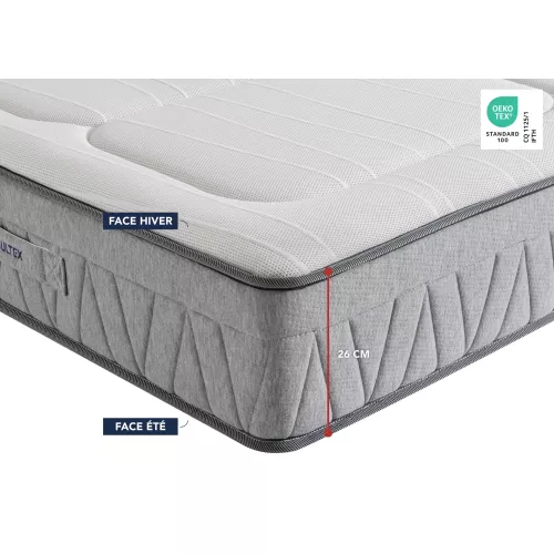 Ensemble matelas 200 x 200 cm + sommier 2 x 100 x 200 cm Tisse gris fume - Bultex ensemble winch