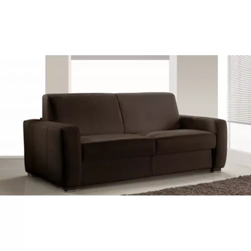 Canapé rapido convertible cuir de vachette Brun - Cuir deluxe 2 places - lit 120 cm