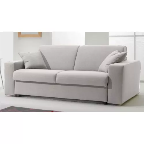 Canapé-lit en tissu microfibre convertible système Rapido 4 places - lit 160 cm Gris clair - Tissu microfibre