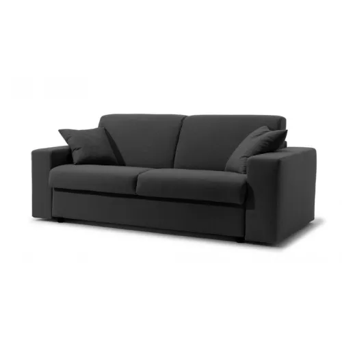 Canapé-lit en tissu microfibre convertible système Rapido 3 places - lit 140 cm Noir - Tissu microfibre