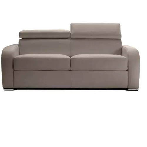 Canapé lit italien en tissu avec appuis tête ajustables 3 places - lit 140 cm Gris clair - Tissu microfibre