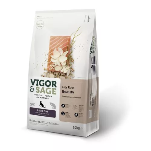 Vigor & Sage Chat Racine de Lys Beauté au Saumon 10 kg