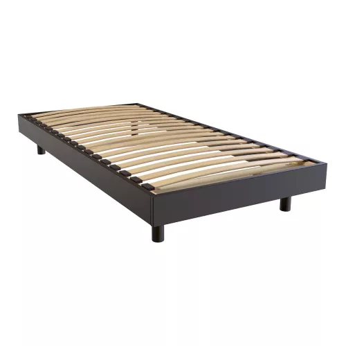 Sommier à lattes 1 place bois Kit France - 80x190 - Noir