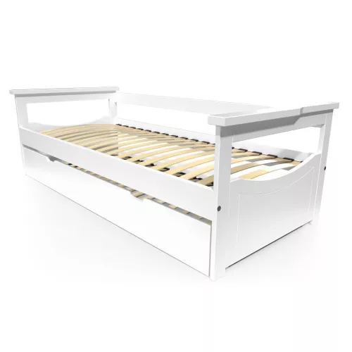 Lit Gigogne 80x190 Topaze en Pin massif - Blanc