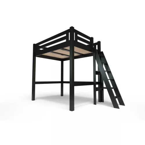 Lit Mezzanine adulte 140x200 bois + échelle hauteur réglable Alpage -
