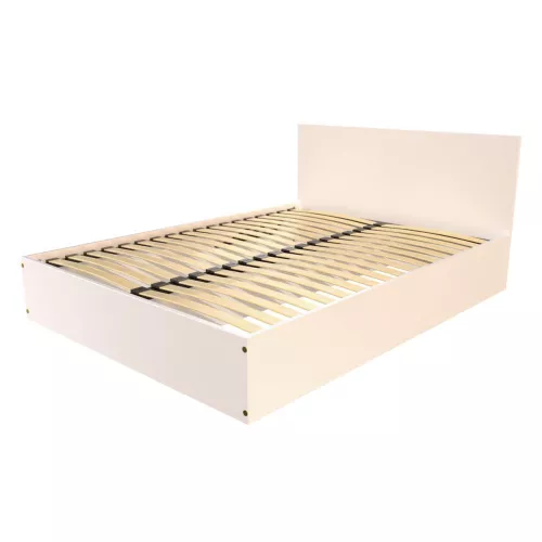 Lit coffre 2 places avec tête de lit en bois - 160x200 - Blanc