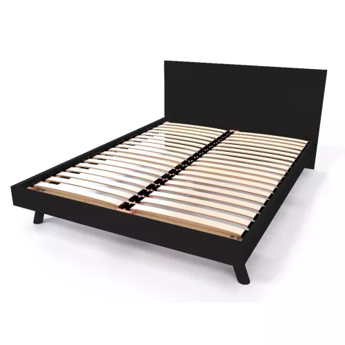 Lit scandinave viking 140x190 en bois massif - Noir
