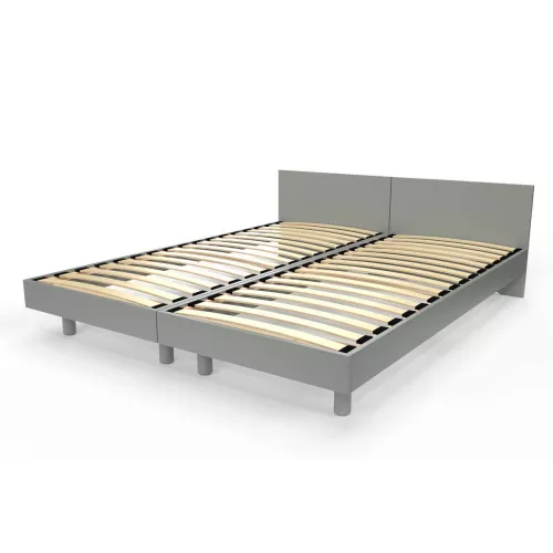 Lits jumeaux bois massif avec têtes Twin - 90x190 - Gris