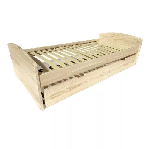 Lit gigogne 90x200 Happy pin massif - Vernis Naturel