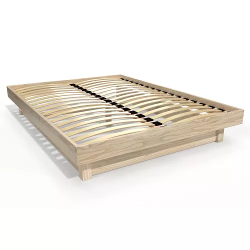 Lit plateforme 160x200 en bois massif - Vernis Naturel
