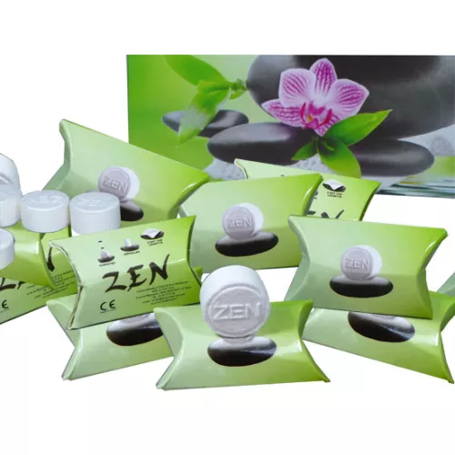 Présentoirs cartonnés pour rince-doigts  pastille ZEN ®. 12 couverts