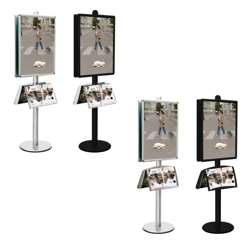 Porte-affiches Visual-Displays double face avec 2 cadres 60x80 cm et 2 tagres inclines - Valorisez vos visuels tout en mettant  disposition vos docume