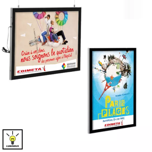 Cadres Black'Line clairage LED du A4 au A0 finition noir - Mettez en valeur vos visuels avec lgance grce  ce cadre lumineux, conu pour illuminer vos a