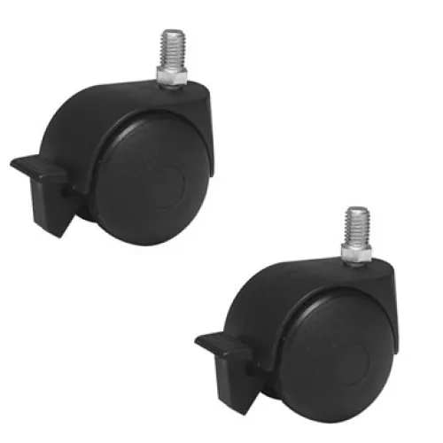 Jeu 2 roulettes frein pour 1 poteau