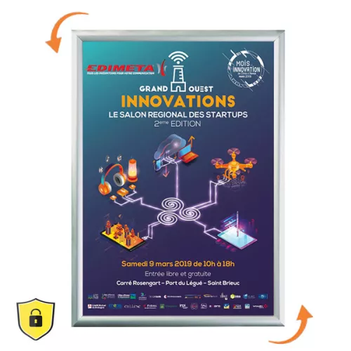 Cadres Clic-Clac Scuriss Tous formats - Ouverture Clic-Clac pour l'affichage dans les lieux sensibles grce  l'utilisation d'une cl.