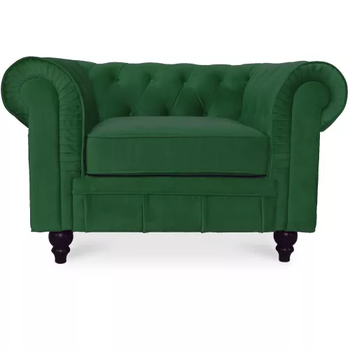 Fauteuil Chesterfield velours Altesse Vert
