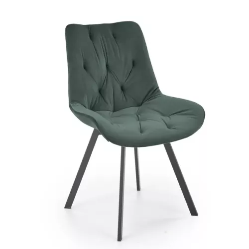 Chaise rotative en velours vert capitonné Brino