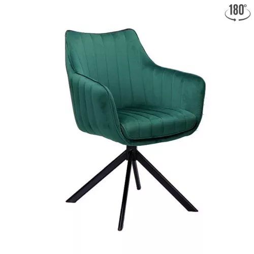 Chaise pivotante en velours vert métal noir Swop