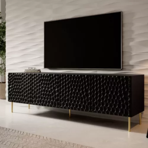 Meuble TV design noir mat 190cm Sumoc