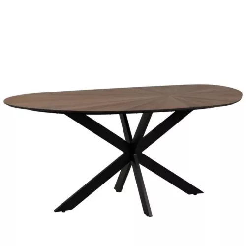 Table à manger 178 cm MDF naturel et métal noir Ébulie