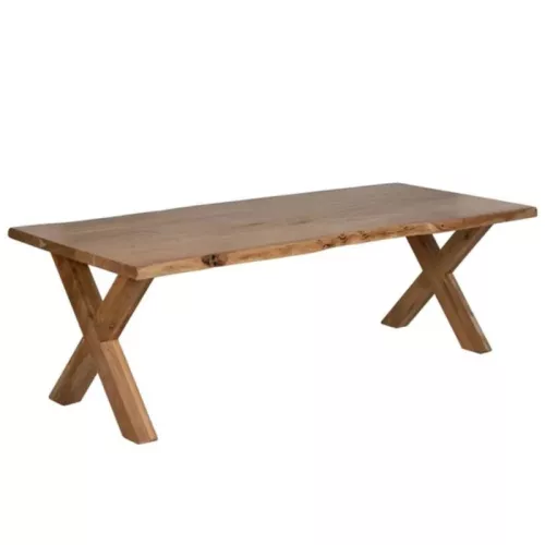 Table à manger 240 cm en bois acacia massif pieds croisés ajustables Olisar