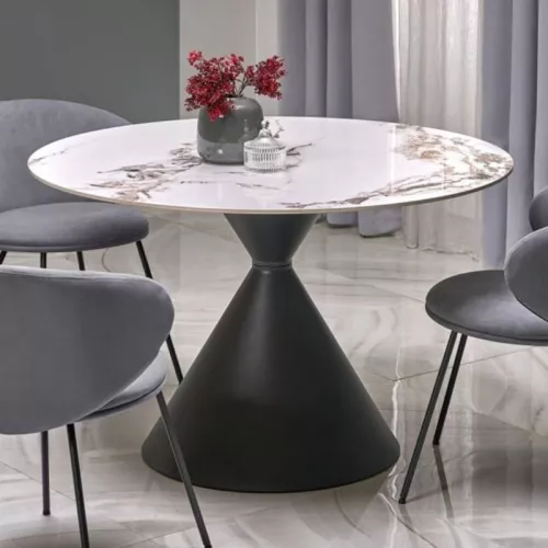 Table ronde 120cm style marbre avec pied central Mordor