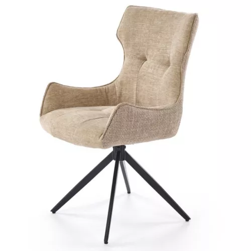 Chaise de salle à manger design en tissu beige Beatrix