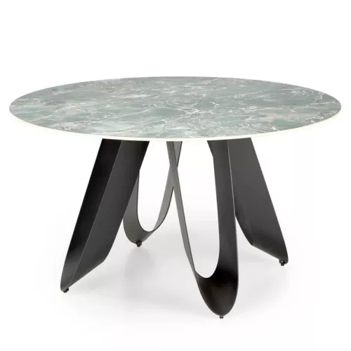 Table de salle à manger ronde design style marbre vert 135cm Bobby