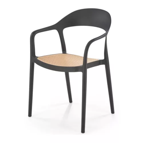 Chaise design noire polypropylène avec aspect rotin Osanna