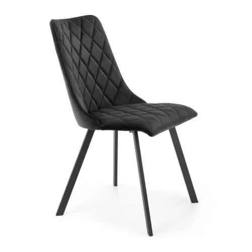 Chaise de salle à manger capitonnée en velours noir Oduna