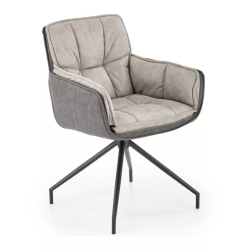 Chaise bi matière éco-cuir et tissu gris clair Doe