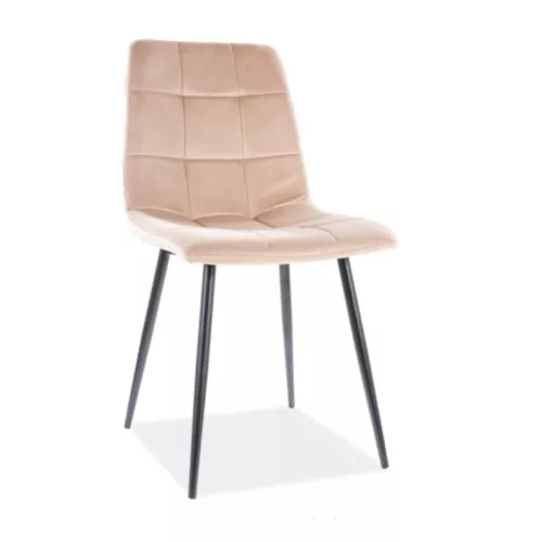 Chaise design métal noir & velours beige Frigg