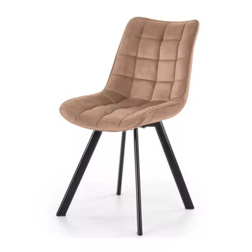 Chaise design velours beige pieds en métal noir Liberty