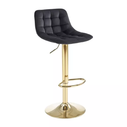 Chaise de bar en velours noir avec pied en métal doré Explain