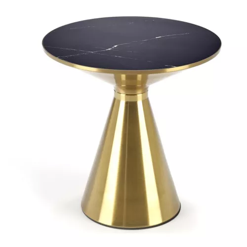 Table basse ronde 50 cm aspect marbre noir Napoli