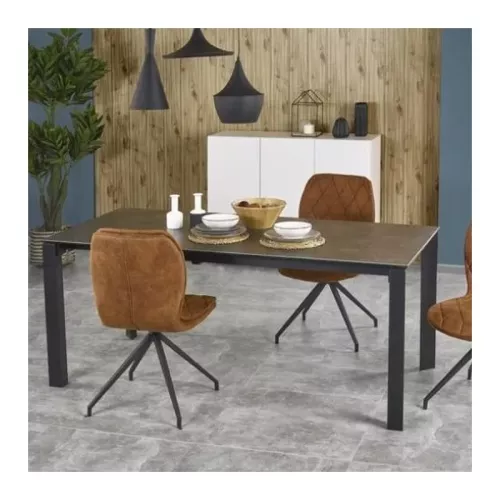 Table industrielle extensible 120/180 cm céramique grise et noire Lilas