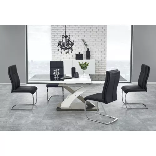 Table a manger design noir et blanc avec rallonge Cesar