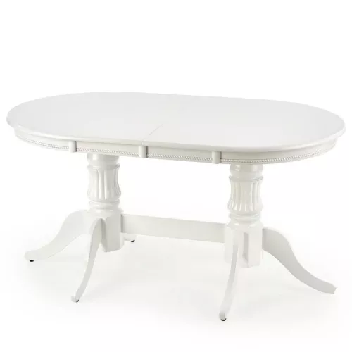 Table de salle à manger extensible blanche avec structure en bois massif Roma