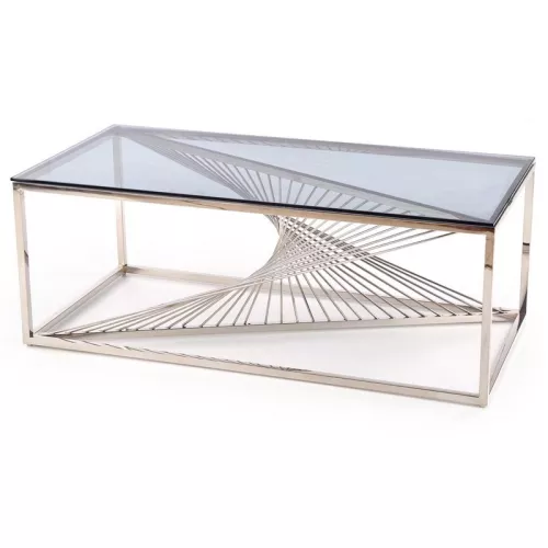 Table basse design avec plateau en verre fumé 120x60cm Stone