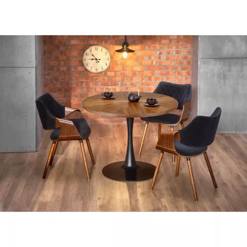 Table ronde 100cm noir et bois Melo