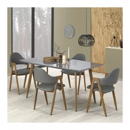 Table à rallonge design 160cm x 200cm gris laqué Scotia