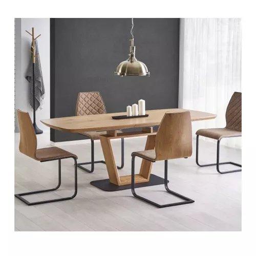 Table design originale bois et métal 160/220x90cm Banff
