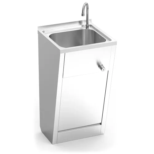Lave mains inox sur pied avec commande fémorale 450x450x850 mm