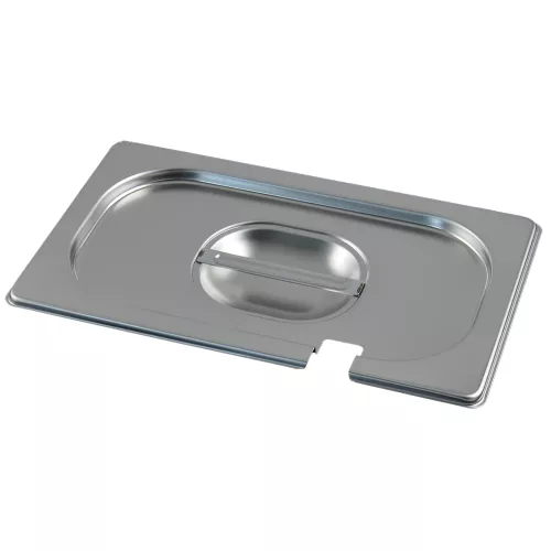 Couvercle inox pour bac gn 1/4 avec encoche pour louche
