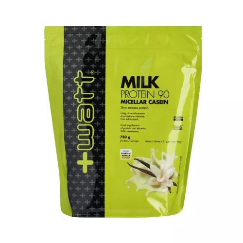 Proteine Caseine - +watt, Milk Protein 90, 750 G Vaniglia