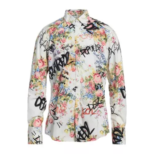 Dsquared2 Uomo Avorio Camicia Cotone