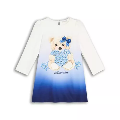 Monnalisa 24 Neonata Bianco Vestito Baby Poliestere, Elastan