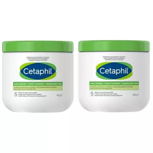 Cetaphil BIPACCO Crema Idratante Viso e Corpo Pelle Secca Barattolo 2x450 g